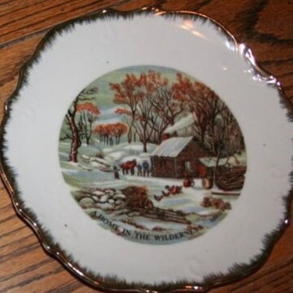 Currier and Ives Home in the Wilderness Decorator Plate - Picture 1 of 4